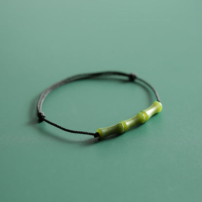 Pulsera de la suerte y la abundancia con diseño de jade y bambú verde y piedras de Buda 