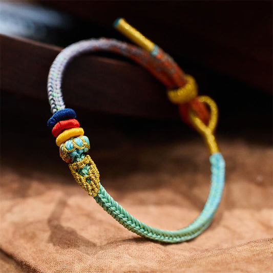 Pulsera hecha a mano con nudo de la paz de ocho hilos y piedras de Buda