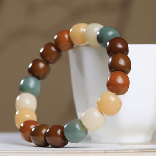 Pulsera de semillas de Bodhi multicolores con piedras de Buda que alejan los malos espíritus