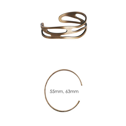 Brazalete ajustable de cobre y latón con piedras de Buda, estilo vintage, curvado y con símbolo de riqueza