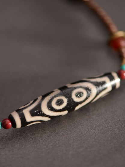 Golden Sandalwood Tibetan Dzi Beads Pendant 58mm
