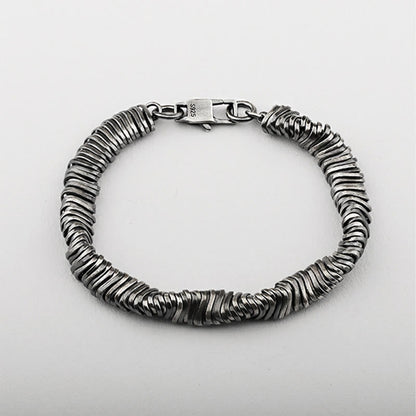 Buddha Stones 925 Sterling Silver Vintage Twisted Design Wealth Healing Chain Bracelet