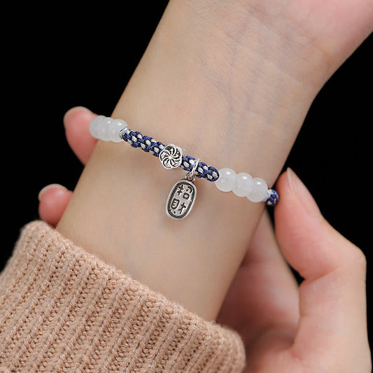 Pulsera de cuerda de la suerte hecha a mano con piedras de Buda
