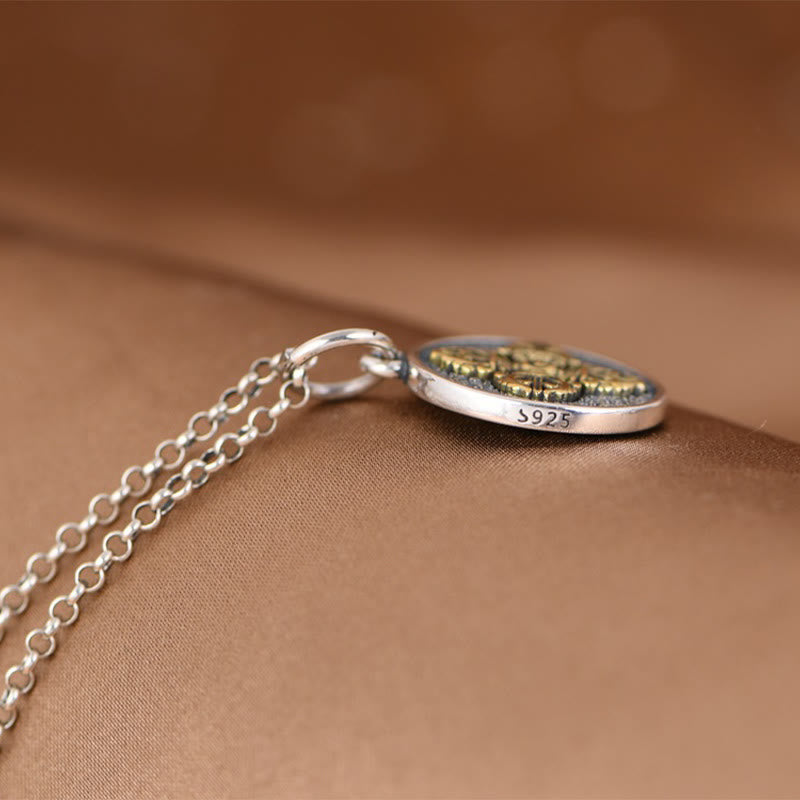 Collar con colgante de bendición de vajra con doble dorje de plata de ley 925 y piedras de Buda 