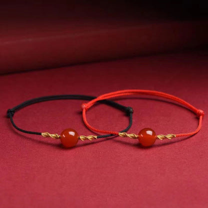 Pulsera de hilo trenzado con ojo de gato de ágata roja natural y piedras de Buda, collar y colgante 