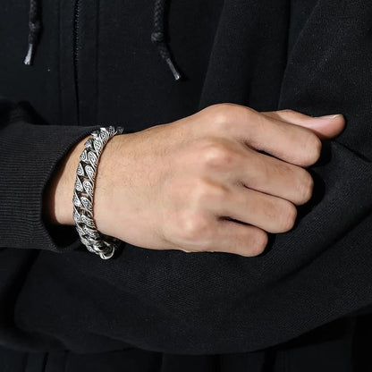 Pulsera de la suerte tallada con diseño floral de la dinastía Tang y piedras de Buda