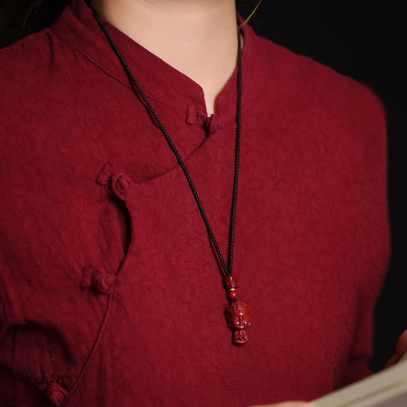 Collar con colgante de cinabrio natural con piedras de Buda del zodíaco chino para alejar los malos espíritus.