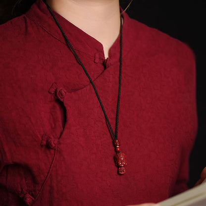 Collar con colgante de cinabrio natural con piedras de Buda del zodíaco chino para alejar los malos espíritus.