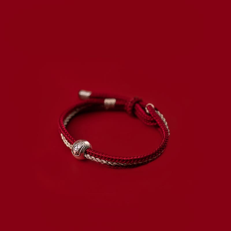 Pulsera de cuerda con piedras de Buda en plata de ley 925, con la diosa de la riqueza y la suerte del zakiram tibetano.