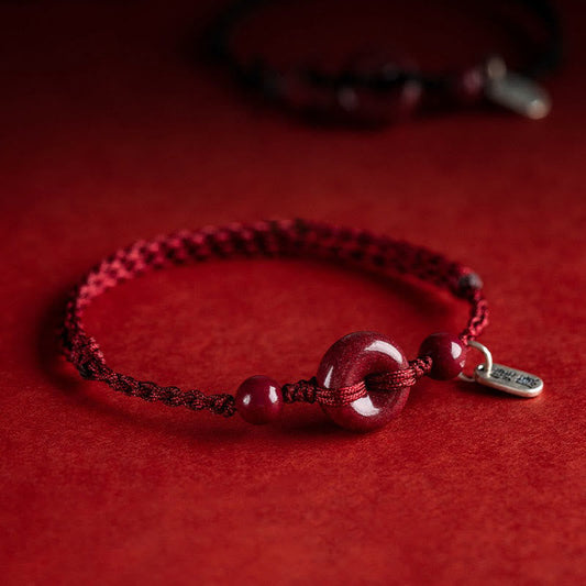 Pulsera tobillera con abalorio de paz de cinabrio hecho a mano con piedras de Buda, segura y saludable.