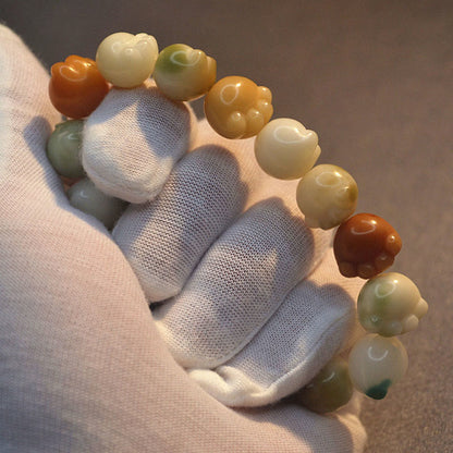 Pulsera de piedras de Buda con semillas de Bodhi multicapa y linda huella de gato para una armonía tranquila