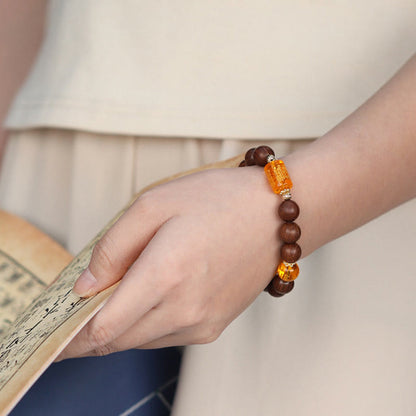 Buddha-Steine, natürliches Phoebe Zhennan-Holz, Om Mani Padme Hum, Gott des Reichtums, Kristall-Schutzarmband