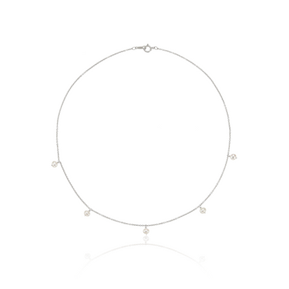 Silver Five Pearl Drop Choker