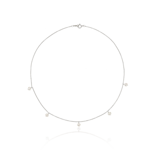 Silver Five Pearl Drop Choker