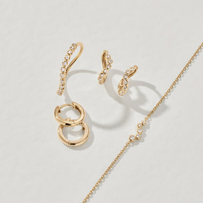 Gold Diamond Style Wave Ring