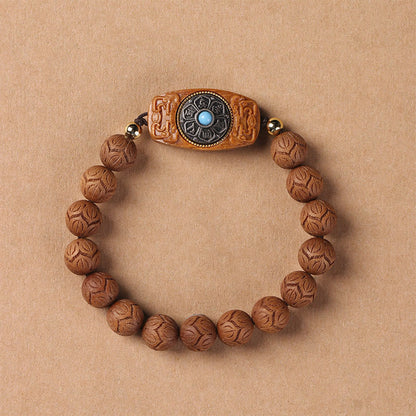 Buddha-Steine, grünes Sandelholz, Ebenholz, Sandelholz, Om Mani Padme Hum, beruhigendes Armband 