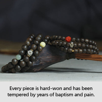 Buddha Stones 925 Sterling Silber Chinesisches Sternzeichen Natal Buddha Kalimantan Adlerholz Jade Bernstein 999 Gold Roter Achat Balance Armband