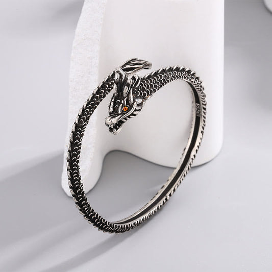 Pulsera de protección de la suerte con diseño de escamas de dragón y piedras de Buda 