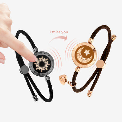 Sun&Moon Touch Bracelets with Milan Rope (Black+Brown)