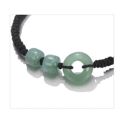 Pulsera trenzada de pareja con 2 piedras de Buda, aventurina verde, jade blanco y hebilla de la paz.
