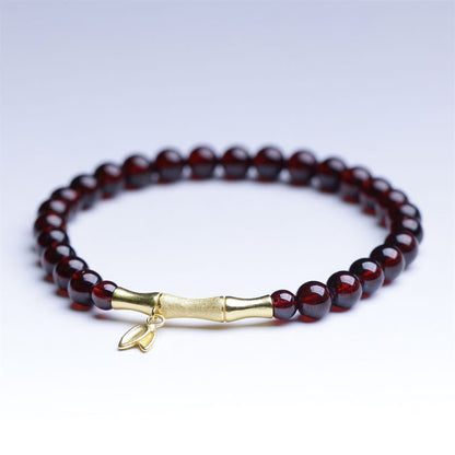 Pulsera de protección con piedras de Buda, bañada en oro de 14 quilates, bañada en plata de ley 925 y granate natural de bambú.
