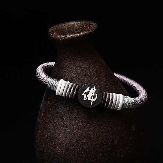 Buddha Stones Buddha Charakter Ebenholz Handgefertigtes Seilarmband 