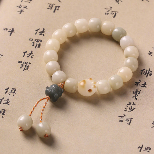 Pulsera de la paz con semillas de bodhi y pata de gato de la suerte con piedras de Buda
