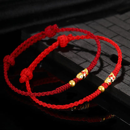 Buddha Stones 999 Gold Glück Koi Fisch Handgefertigtes geflochtenes Schnurarmband 