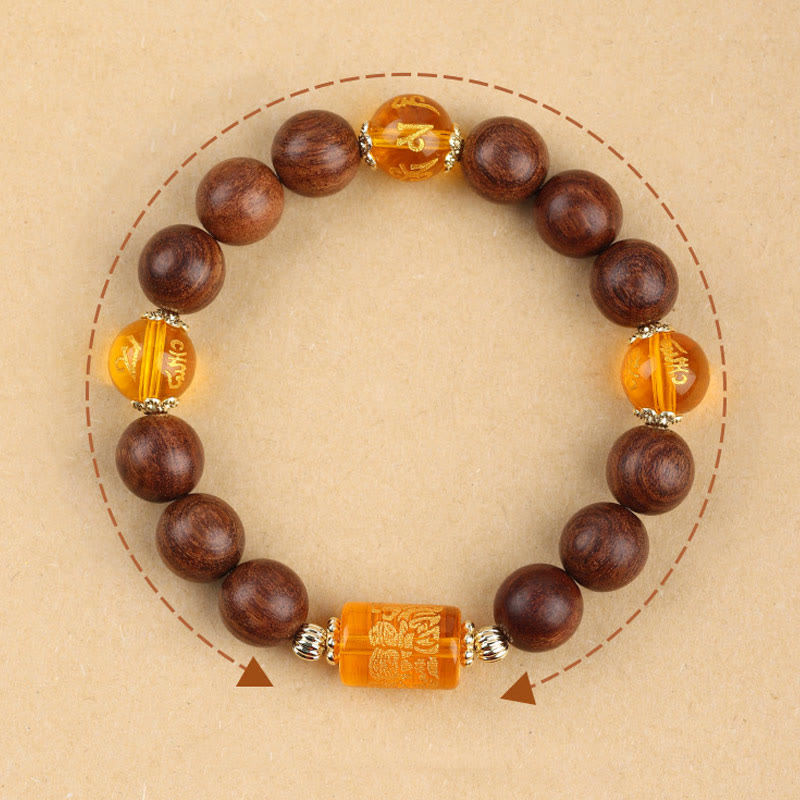 Buddha-Steine, natürliches Phoebe Zhennan-Holz, Om Mani Padme Hum, Gott des Reichtums, Kristall-Schutzarmband