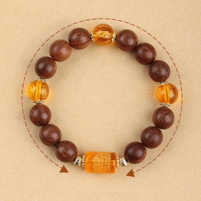 Buddha-Steine, natürliches Phoebe Zhennan-Holz, Om Mani Padme Hum, Gott des Reichtums, Kristall-Schutzarmband