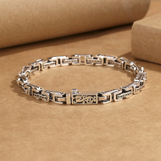 Buddha-Steine ​​Drache Om Mani Padme Hum Graviertes Kupfer-Armband mit Glücks- und Erfolgssymbol