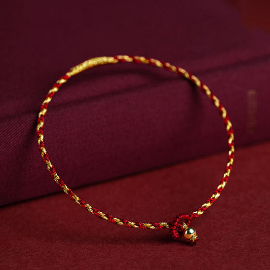 Pulsera trenzada con nudo King Kong, hecha a mano, con piedras de Buda, chapada en oro de 14 quilates y oro rojo. 