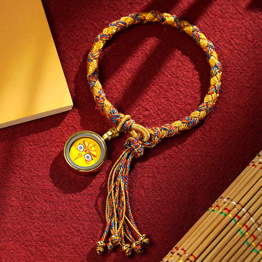 Pulsera trenzada de escamas de dragón tibetano de los Cinco Dioses de la Riqueza, hecha a mano con piedras de Buda 