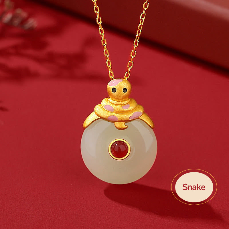 Collar con colgante de ágata roja y jade hetiano de Buda en plata de ley 925 con protección de la suerte del año del dragón y el zodiaco chino. 