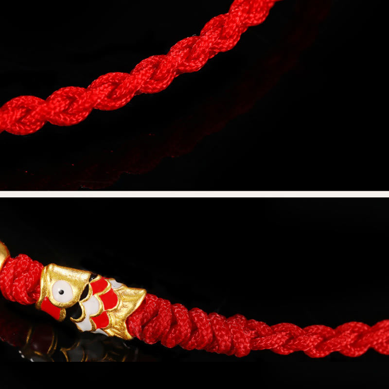 Buddha Stones 999 Gold Glück Koi Fisch Handgefertigtes geflochtenes Schnurarmband 