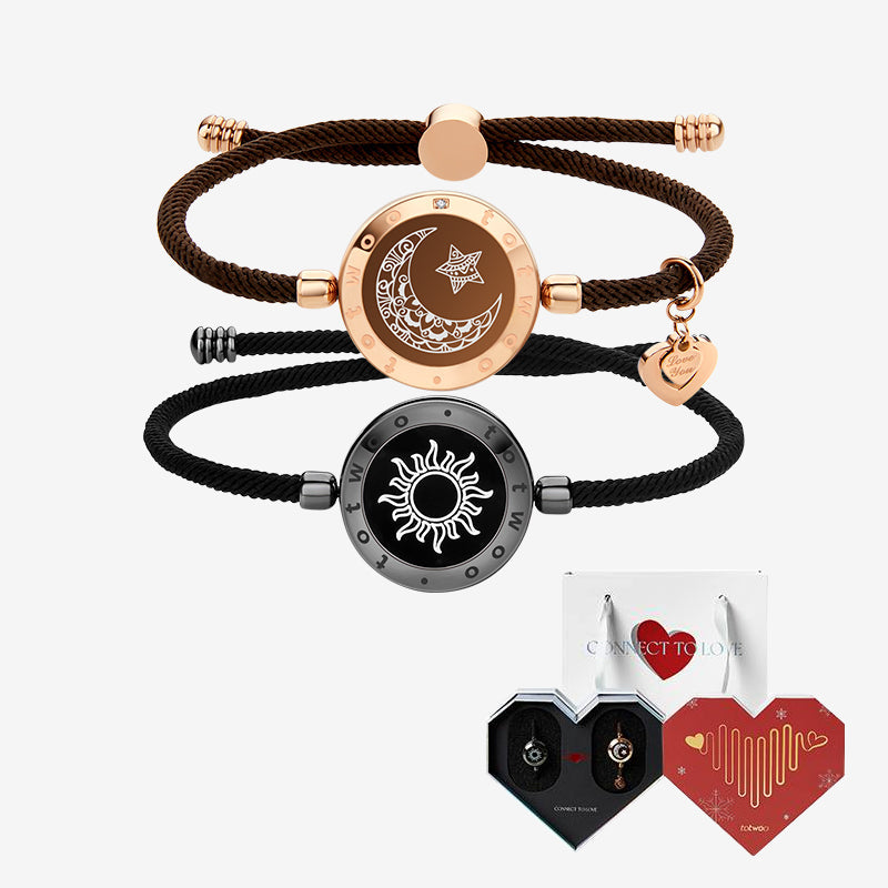 [Valentine's Day White Gift Packaging]Sun&Moon Touch Bracelets with Milan Rope (Black+Brown)