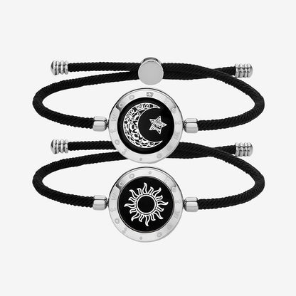 [Valentine's Day White Gift Packaging]Sun&Moon Touch Bracelets with Milan Rope(Black+Black)