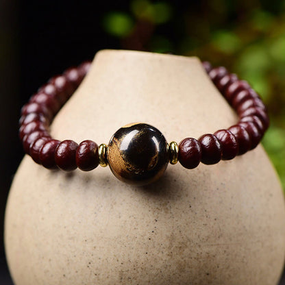 Pulsera de armonía con cuentas de semillas Bodhi moradas tibetanas naturales de Buda