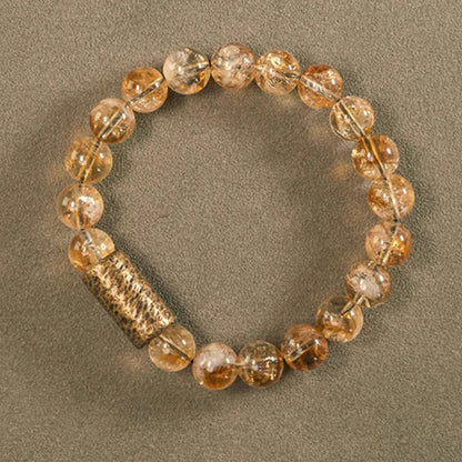 Pulsera protectora de cuentas de latón con cristales de citrino natural de Buddha Stones 