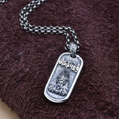 Collar con colgante de la paz Om Mani Padme Hum de la diosa de la riqueza de Zakiram en plata de ley 925 con piedras de Buda