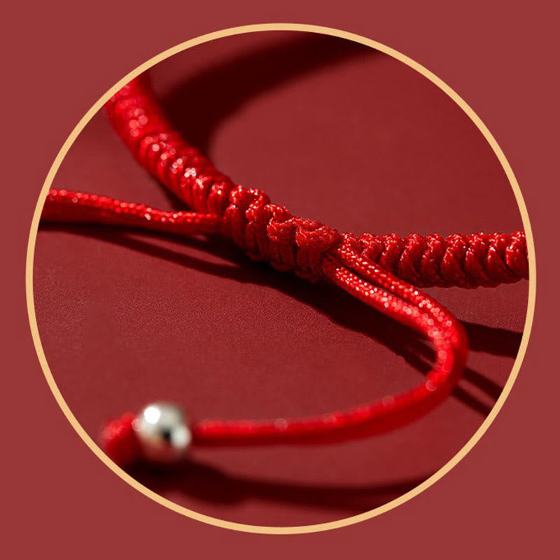 Pulsera trenzada con bendición de paz y cinabrio de loto hecha a mano con piedras de Buda