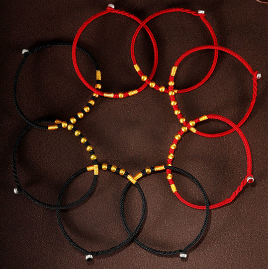 Buddha Stones 999 Goldperlen Glück King Kong Knoten Handgefertigtes geflochtenes Schutzarmband