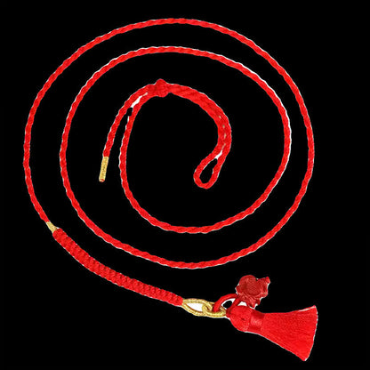 Cadena para el vientre de hilo rojo con bendición de dragón y cinabrio natural de piedras de Buda