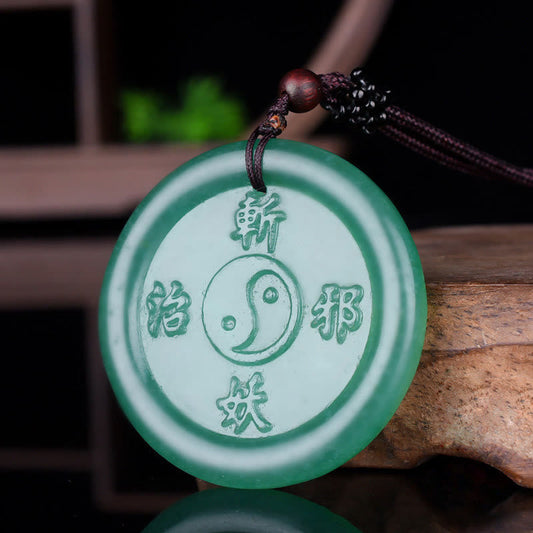 Collar con colgante de equilibrio Yin Yang de aventurina verde y piedras de Buda 