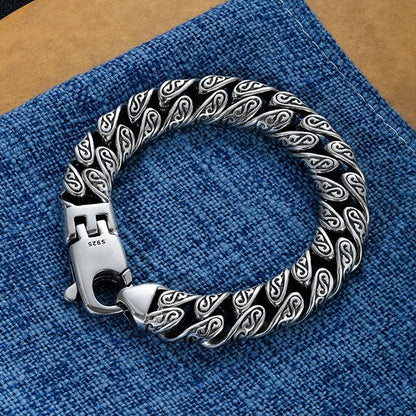 Pulsera de la suerte tallada con diseño floral de la dinastía Tang y piedras de Buda