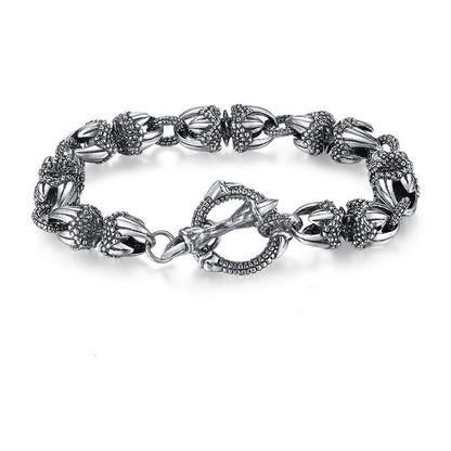 Pulsera de protección y fuerza con garra de dragón grabada con piedras de Buda