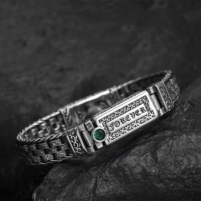 Pulsera de cobre con diseño floral de la dinastía Tang con piedras de Buda tibetanas Om Mani Padme Hum 