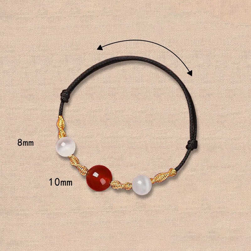 Pulsera de hilo trenzado con ojo de gato de ágata roja natural y piedras de Buda, collar y colgante 