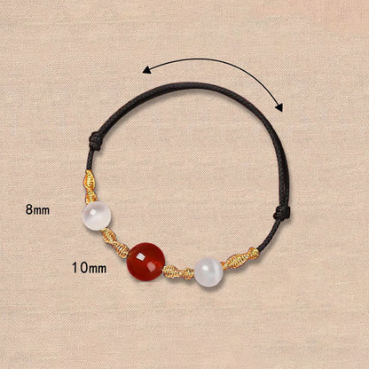 Pulsera de hilo trenzado con ojo de gato de ágata roja natural y piedras de Buda, collar y colgante 