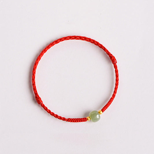 Pulsera trenzada de jade de la suerte con piedras de Buda, hecha a mano, para la prosperidad